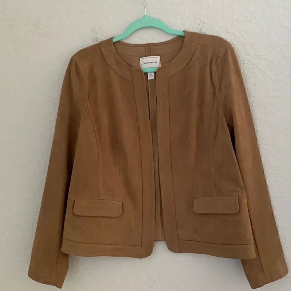 Charter Club Faux Suede Cardigan Open Front Size M